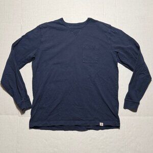 FLINT and TINDER Men's Navy Blue Long Sleeve Pocket Tee Shirt Minimal Size L